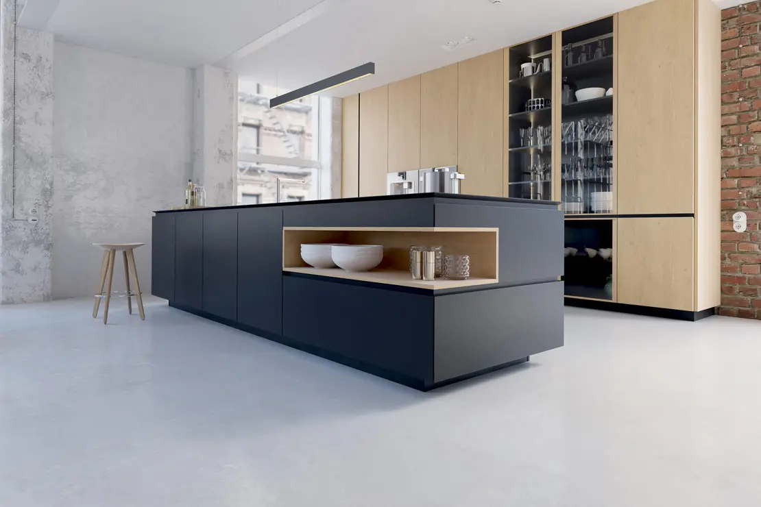 Piso de microcemento en cocina contemporánea y opulenta Piso de microcemento en cocina contemporánea y opulenta